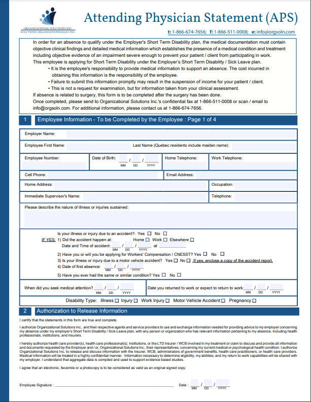 APS Form – Organizational Solutions Inc.